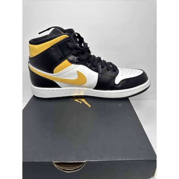 Nike Air Jordan 1 Mid White Pollen Black 554724-177 Men\'s Size 9
